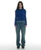 PARTIMENTO WOMEN Sheer Wide Rib Knit Crewneck_Blue