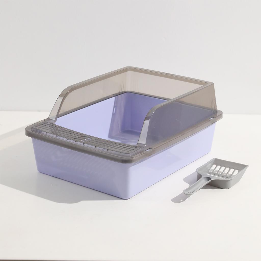 Kätzchen und Kätzchen spezielle Katzentoilette halboffene Katzentoilette halbtransparente quadratische Katzenstreu Katzenscheißebecken Katzenzubehör