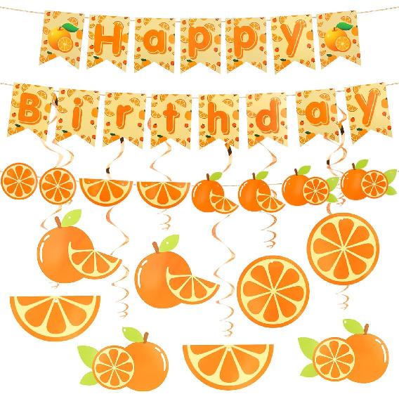 10pcs Lemon Birthday Decorations Set - Lemon Birthday Banner, Fruit Shape Hanging Swirl, Party Hanging Decor for Fruit Theme Party Favors