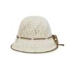 VARZAR Heart Chain Crochet Ribbon Bucket Hat Beige