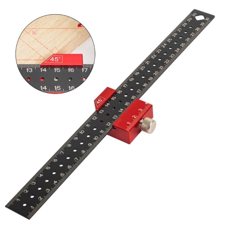 Aluminum Alloy Magnetic Line Limit Ruler Lightweight Marking Gauge Metal Square for DIY Projects & Hardware Installation