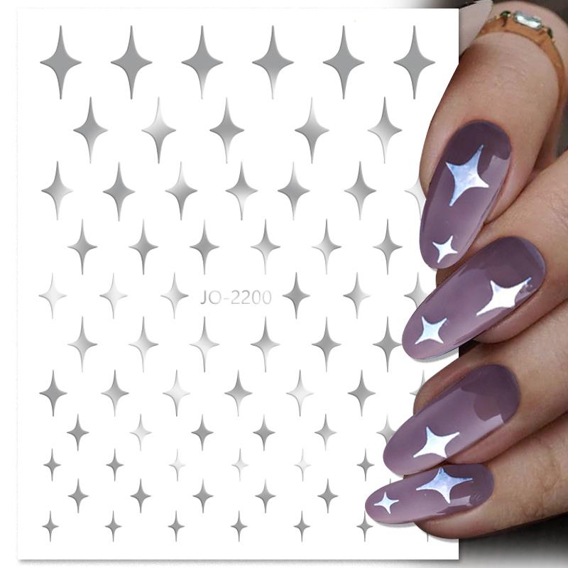 1PCS Black White Butterfly Laser Nail Stickers Nail Art Decoration Abstract Lines Bronzing Flowers Stickers For Nails