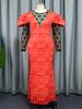 AOMEI Printed Long Party Dresses for Women Red Black Lace Patchwork O Neck  See Through Vintage Elegatn Celebrate Occasion Gowns Retro