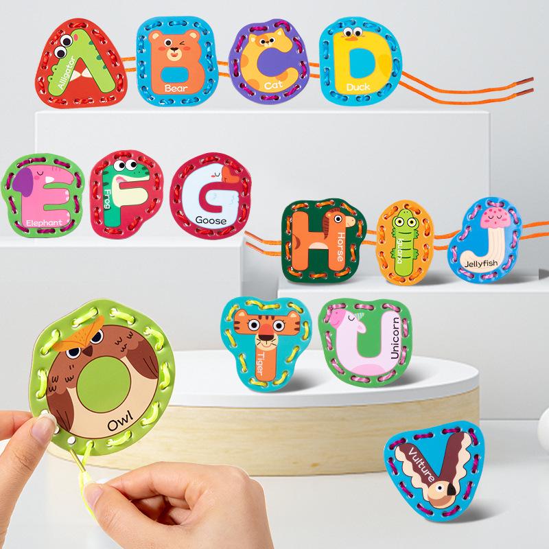 Children s Alphabet Lacing Cards: Educational Word Puzzle for Early Learning