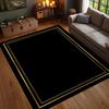 Modern Black Gold Area Rug Minimalist Frame Carpet Luxury Elegant Floor Mat Digital Printed Glam Home Decor
