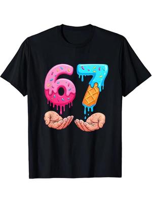 Ziyuan Unisex 67 Printed Casual Loose Short Sleeve Round Neck T-shirt