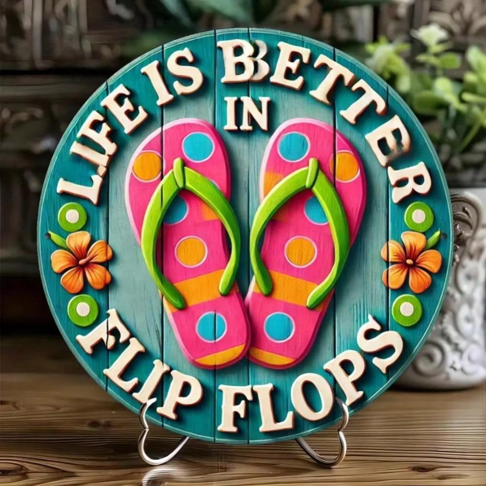 3D Colorful Flip Flop Key Holder Sign - Fun Wall Decor for Entryway, Living Room, Bedroom & More
