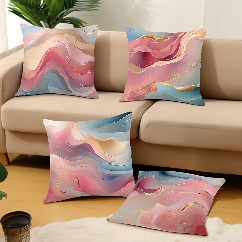 Home decoration ribbon gold thread decorative pillowcase, ultra-soft polyester material living room sofa back car pillowcase