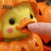 Small Healing Handicrafts Halloween Pumpkin Duck Ornament, Resin Stacked Yellow Decorative Table Centerpiece Figurines, Cute Mini Desktop Decor