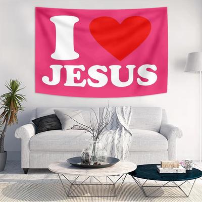 Bandera Te Amo Jesús Rosa Divertida Tapiz 2025 NUEVAS Banderas Para Habitación de Adolescentes Dormitorio Residencia Universitaria Decoración de Pared Banner Tapiz