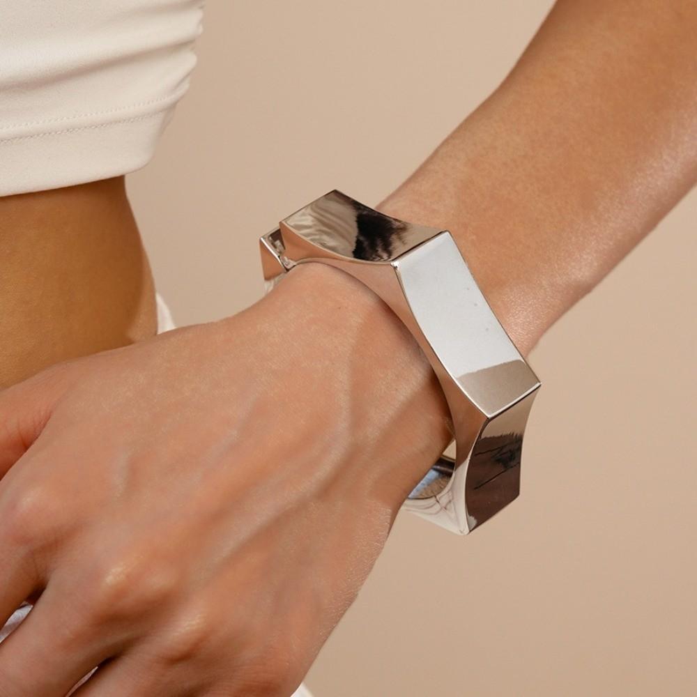 Hexagon Cuff Bangles Matte/Glossy Exaggerated Bracelet Exaggerated Wide Open Bangle  Gift