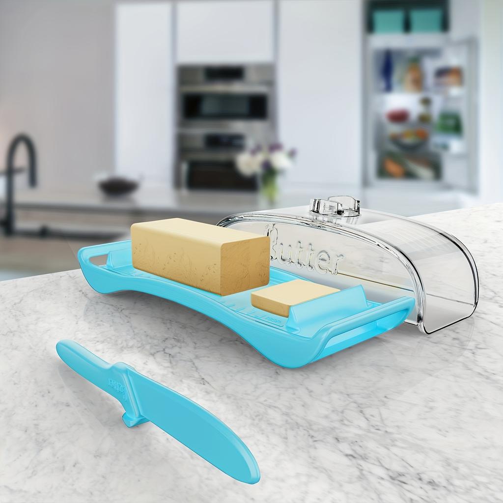 Butter Storage and Freshness Box, Airplane Butter Dish, Vertical Knife, Plastic, Brushed Metal Finish,Novelty Theme,Kitchen & Dining,Service Equipment