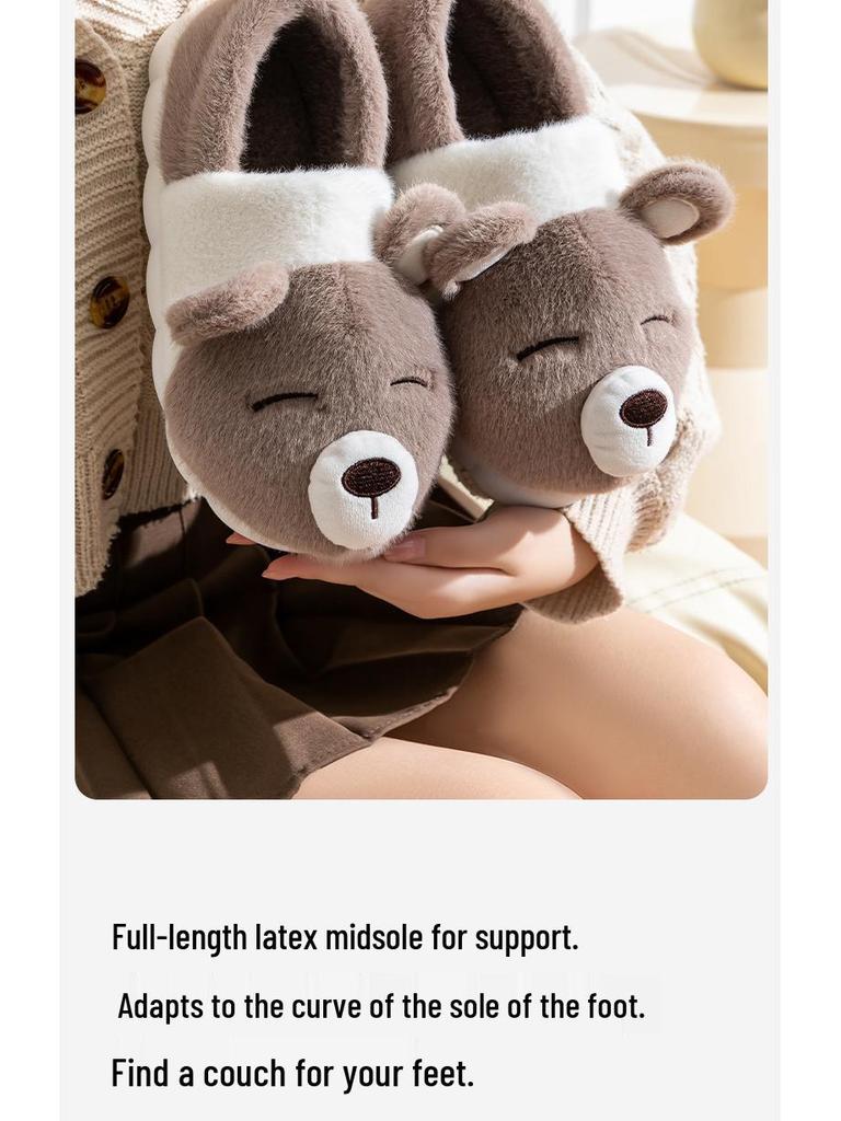 Men's and Women's Winter 2024 Thick-Soled Plush Cotton Slippers - Furry, Cozy, Postpartum Warm Shoes