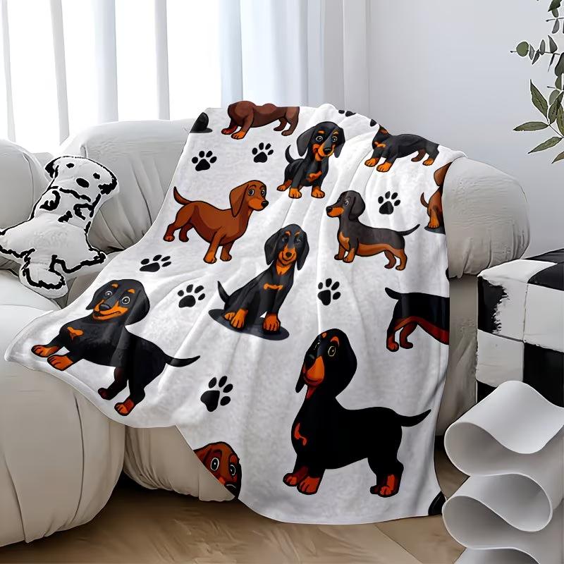 Dachshund Dog Pattern Blanket-Lovely and Playful-for Pet-Lovers'Home Bedroom Living Room-Soft Lovers A Sweet Gift Dog Owners