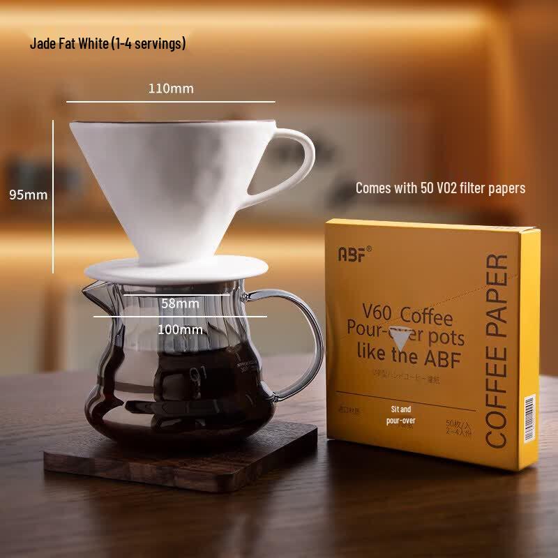 QW Ripple Ceramic V60 Pour Over Coffee Dripper Set