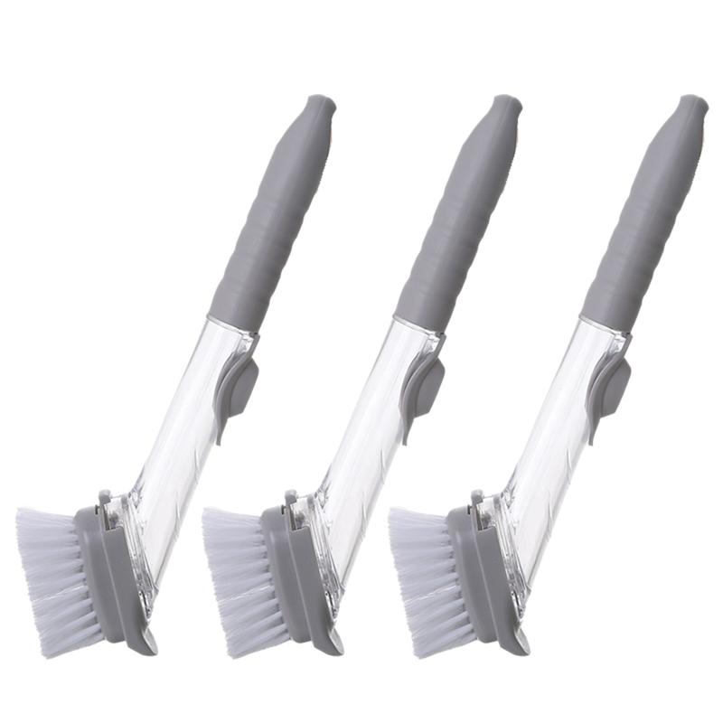 B97A-Multi-Function Long-Handled Pot Cleaning Brush With Hydraulic Soap Dispenser, Kitchen Dishwashing Tool