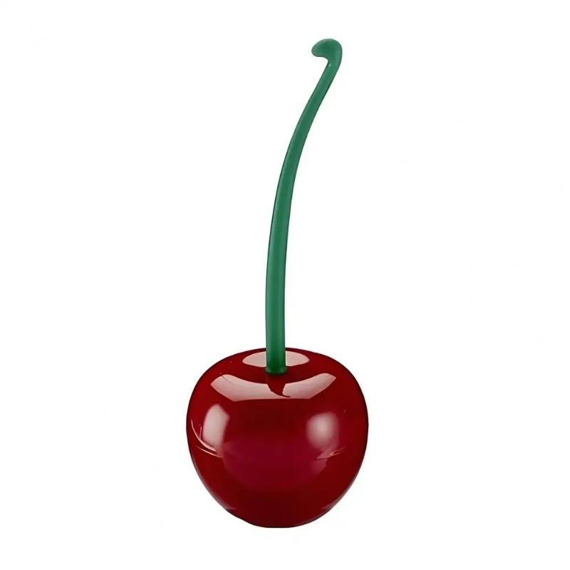 

1Pcs Toilet Brush Set with Base Cherry Shape Toilet Brush Ergonomic Non-Slip Handle Bright Color Bathroom Cleaning Brush червоний