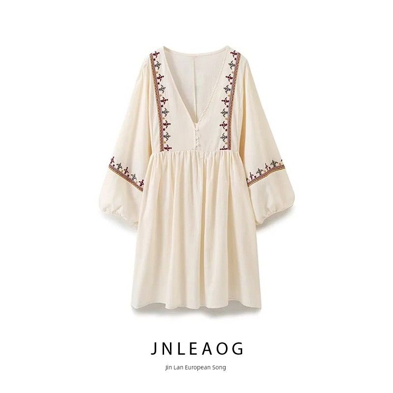 Jnleaog Summer New Arrival Women's Clothing Fashion Style Fashion All-Match Patchwork Embroider Short Dress 5770042