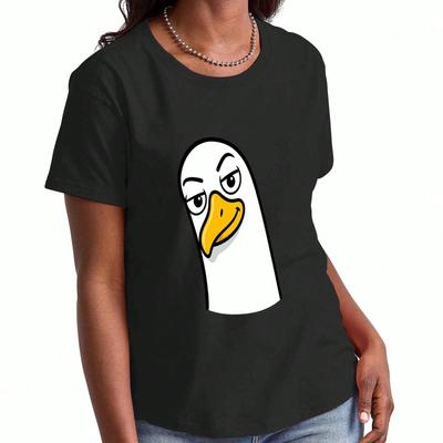 Goose Graphic Wounisex's Cotton T Shirt, Premium Cotton Quality Print, Durable, Casual And Fashionable, Sassy Goose Expression For Wounisex, Comfortab