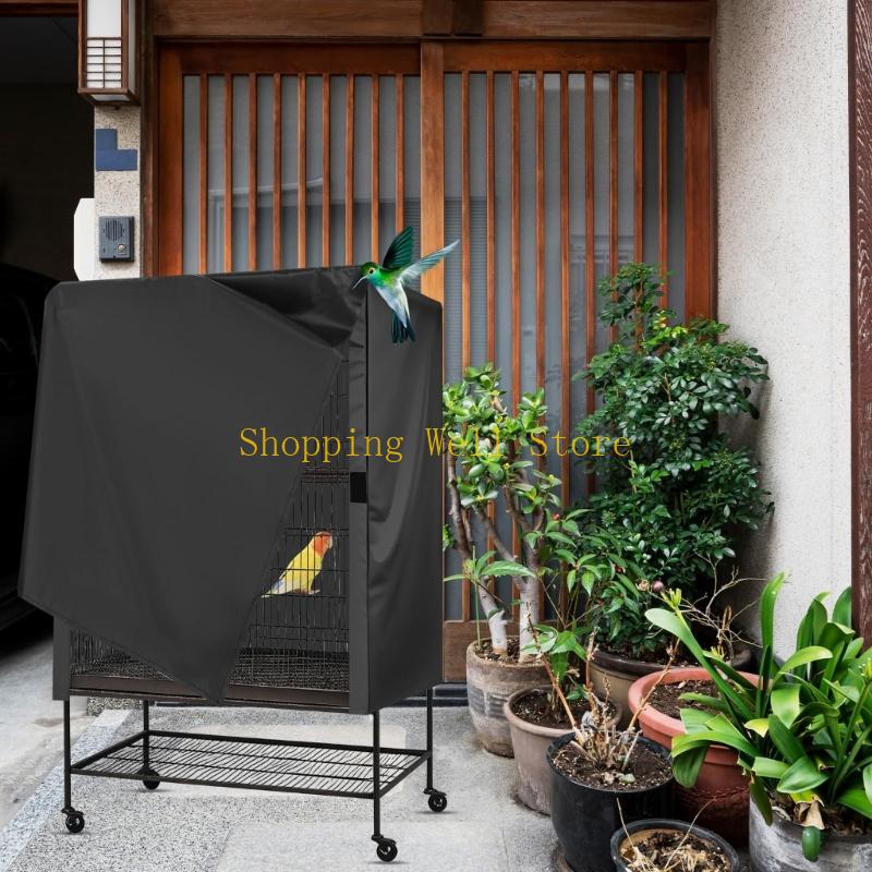 KX4B Breathable Black Birdcage Night Covering Blackouts Parrots Cage Canopy For Cockatiels Budgies And Conures