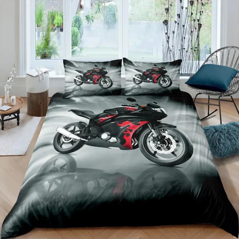 Comforter Popular Bedroom Bedding Set For Men Super Cool Motorcycle Tractor Bedding Set Luxury 100% Polyester Bed Sets S