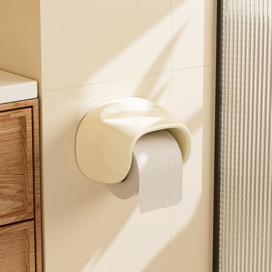 Roll Holder No Drilling Wall Mount Toilet Paper Holder with Top Storage Shelf Durable Space Saving Tissue Dispenser for Bathroom Kitchen