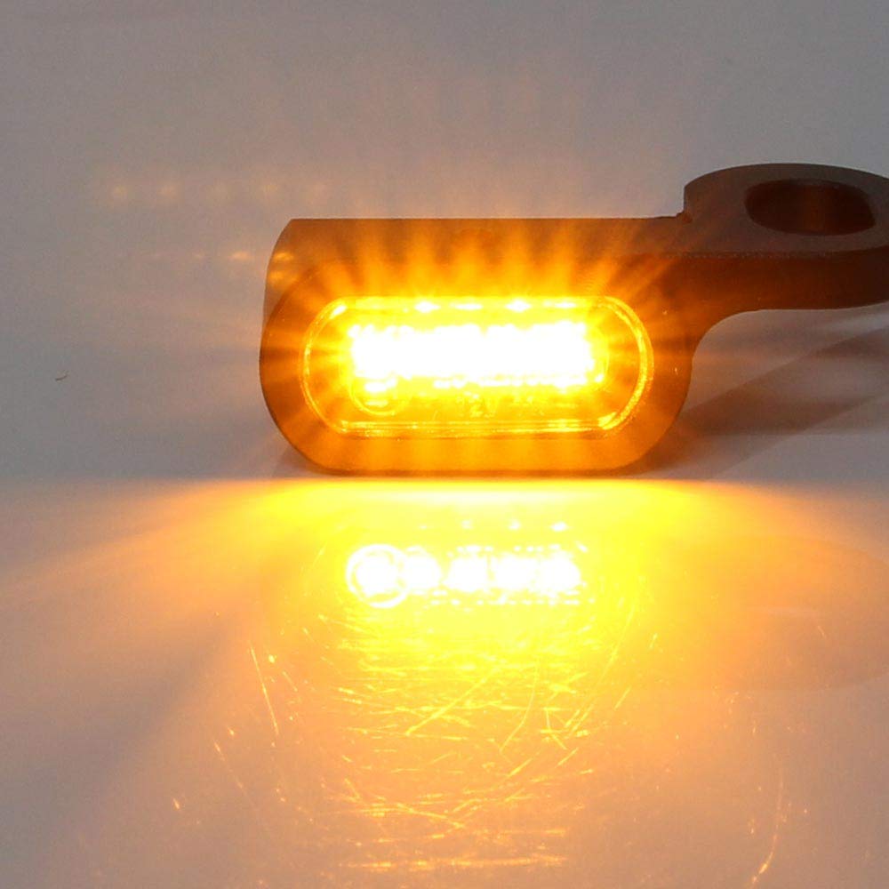 Rise Corporation Harley Sportster Softail Dyna LED Relocation Micro Mini Turn Signal Black Body Amber Lens for XL883 XL1200