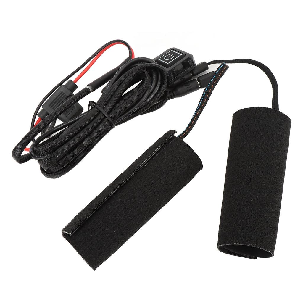 Motorcycle Heated Grip Cover 12V IP67 Water Resistant 3 Temperature Setting Hook and Loop Closure Motorcycle Handlebar