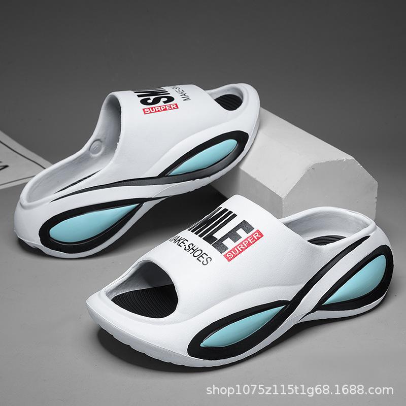 Slippers New Summer Couple Thick Bottom Non-slip Heightening One-word Drag Casual Fashion Soft Bottom Beach Sandals