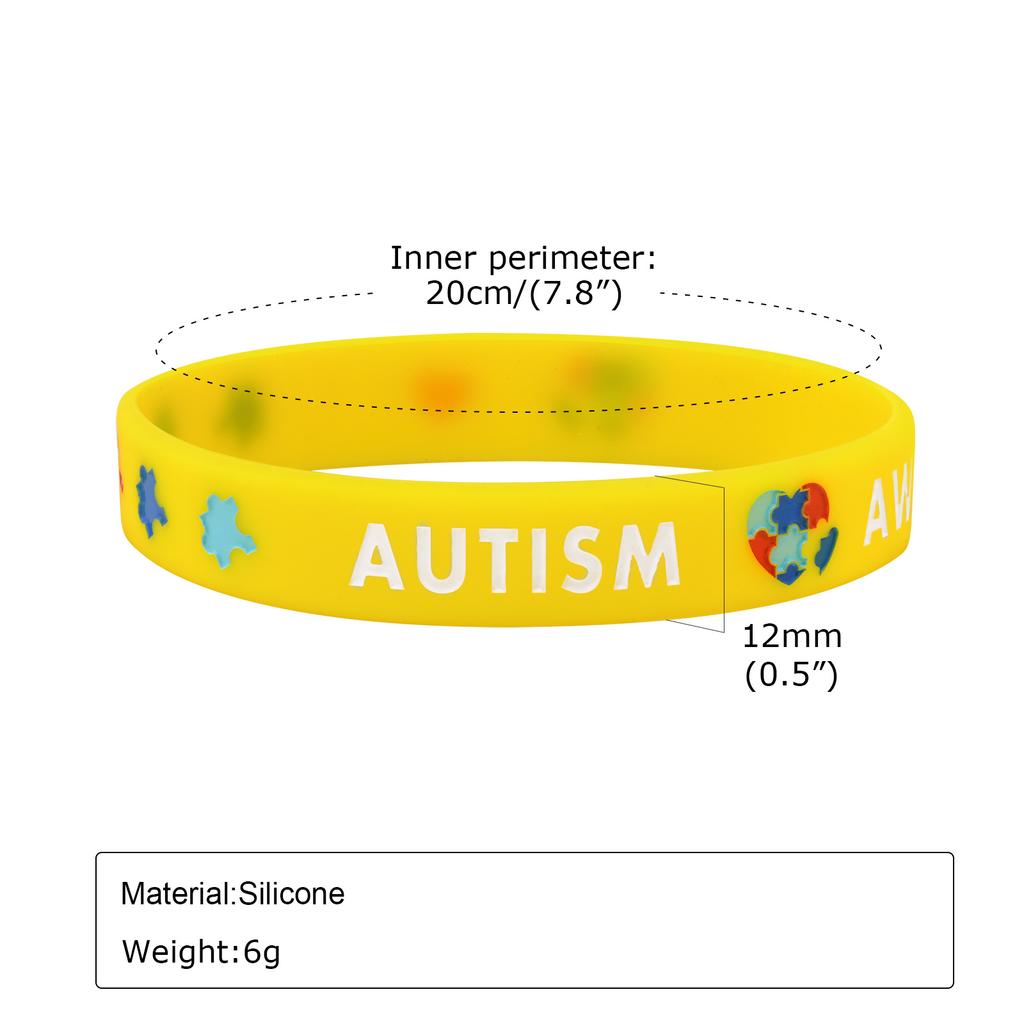 Autism Silicone Bracelets for Men Women, 12mm Soft Rubber Silicone Love Puzzle Autism Awareness Wristband,Sports Bangle