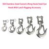 Silver Loading 304 Stainless Steel Lifting Chain Hoist Eye Swivel Rotatable Cargo Hook Shackle Swivel Snap Hook Load  HeavyDuty