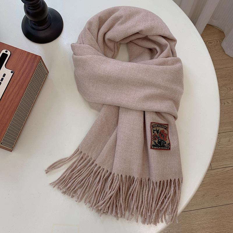 Autumn and Winter Warm Scarf for Women Korean Versatile Single Color Shawl Soft Solid Color Anti Cold Scarf