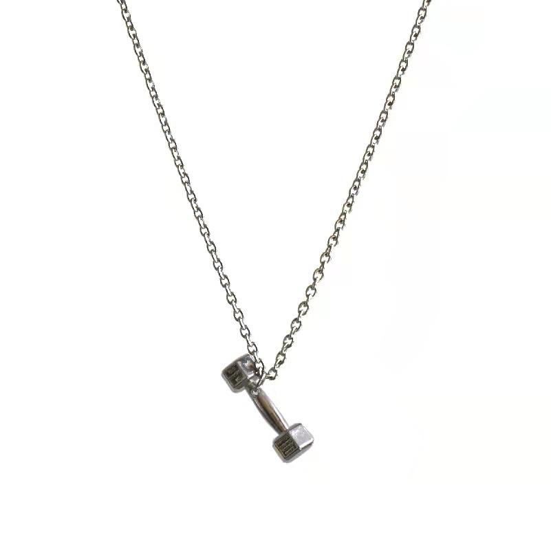 

Hip-hop dumbbells titanium steel necklace earth cool dancing male couple sweater chain with stainless steel jewelry neck chain accessories