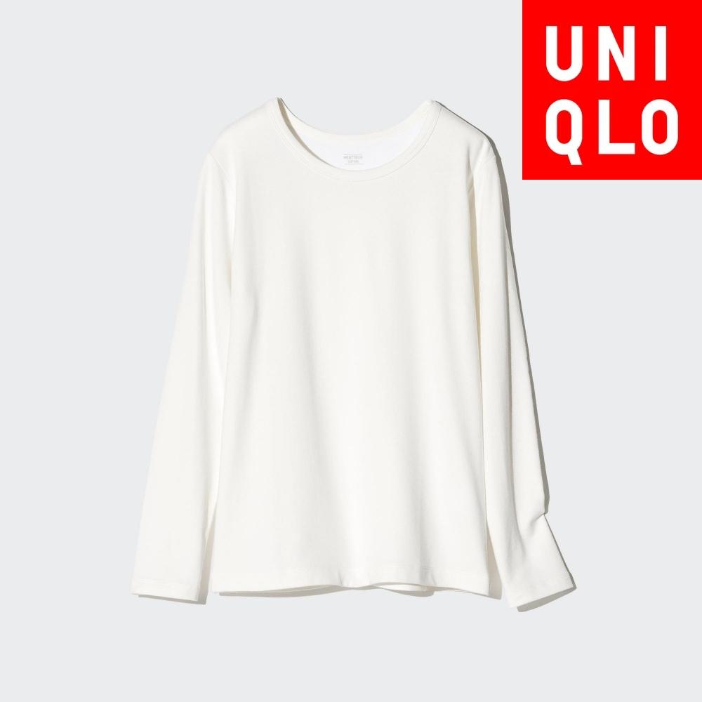 

Хлопковая футболка с круглым вырезом UNIQLO Heattech, очень теплая с длинными рукавами 09 BLACK/WOMEN M