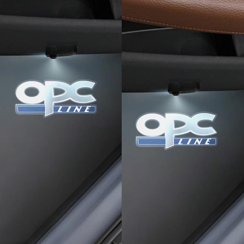 1/2Pcs GTC OPC Line Logo Car Door HD LED Lamps Projector Courtesy Welcome Lights For Opel Adam Astra Insignia Corsa Zafira Mokka