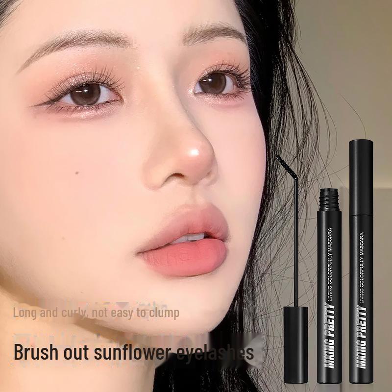 Feather-light Color Mascara: Thin Brush, Intense Curl, Ultra-long Lash, No Smudge, Long-lasting, Waterproof & Sweat-proof.