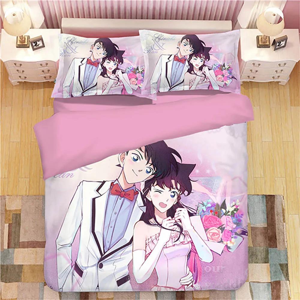 Anime Detective Conan Shinichi Bedding Set Boys Girls Twin Queen Size Duvet Cover Pillowcase Bed Kids Adult Home Textileextile