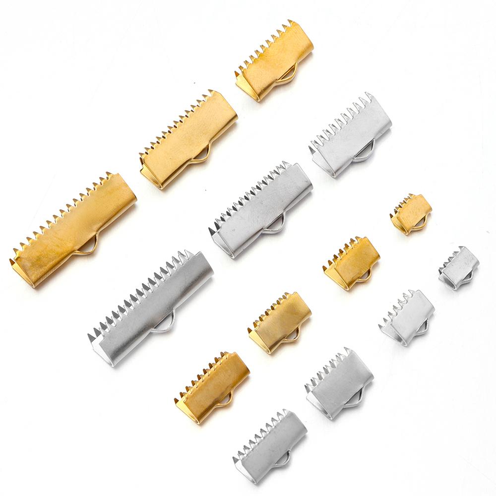 10-20pcs Stainless Steel Cove Clasps Cord End Caps String Ribbon Leather Clip DIY Jewelry Making Supplies for Necklace Bracelet