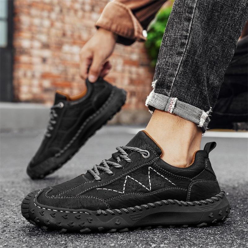 Pánské outdoorové ležérní kožené boty retro styl pánské tenisky dospělé protiskluzové ležérní pouštní turistická obuv trekingové boty trenéři