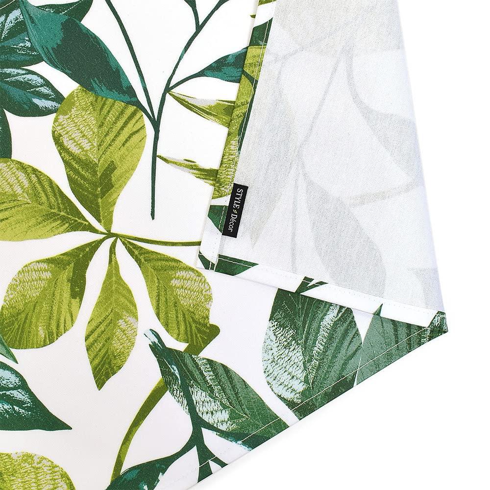 Table Runner Laminated Waterproof Nordic Table Center 130cm Wipeable Green Botanical Leaf Pattern Style Decor W2700810