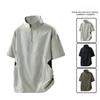 Summer Stand-up Collar Men's T-shirt American Loose Thin Short-sleeved Half-zipper Breathable Top