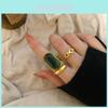 Exquisite 925 Sterling Silver Vintage Style Adjustable Ring With Green Gemstone For Women