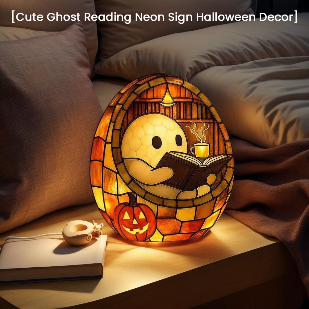 Cute Ghost Reader LED Light Halloween Retro Bookish Aesthetic Lamp Halloween Decor for Readers & Book Lover China Mainland
