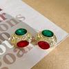 Classic Middle Women Girls Enamel Flower Earrings Ear Clip Vintage Elegant Lady High-end Party Banquet Accessories Jewelry