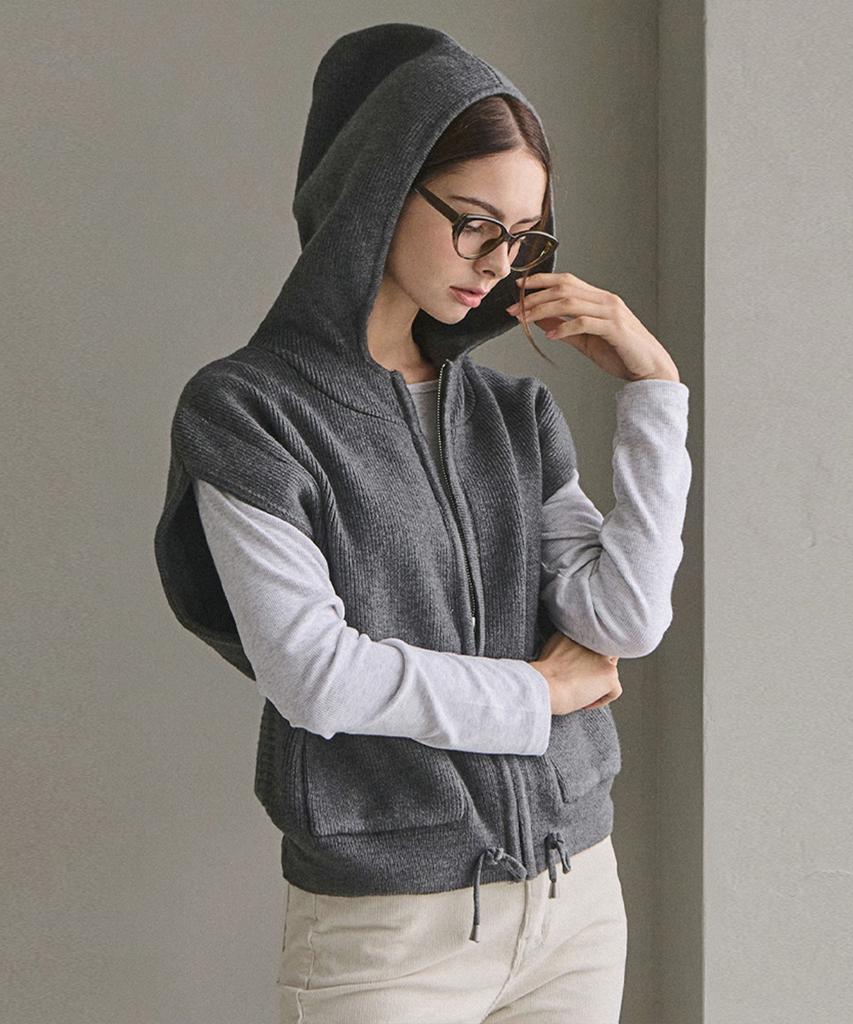 Beullangyu Soft Hazy Knit Hoodie Vest_3 Colors