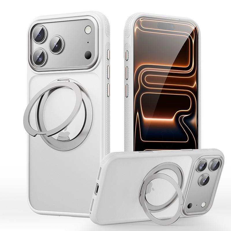 Magnetic Snap-on Case IPhone 17 Pro Max With 360 Rotating Kickstand Matte Finish Shockproof TPUPC Metal Magnet