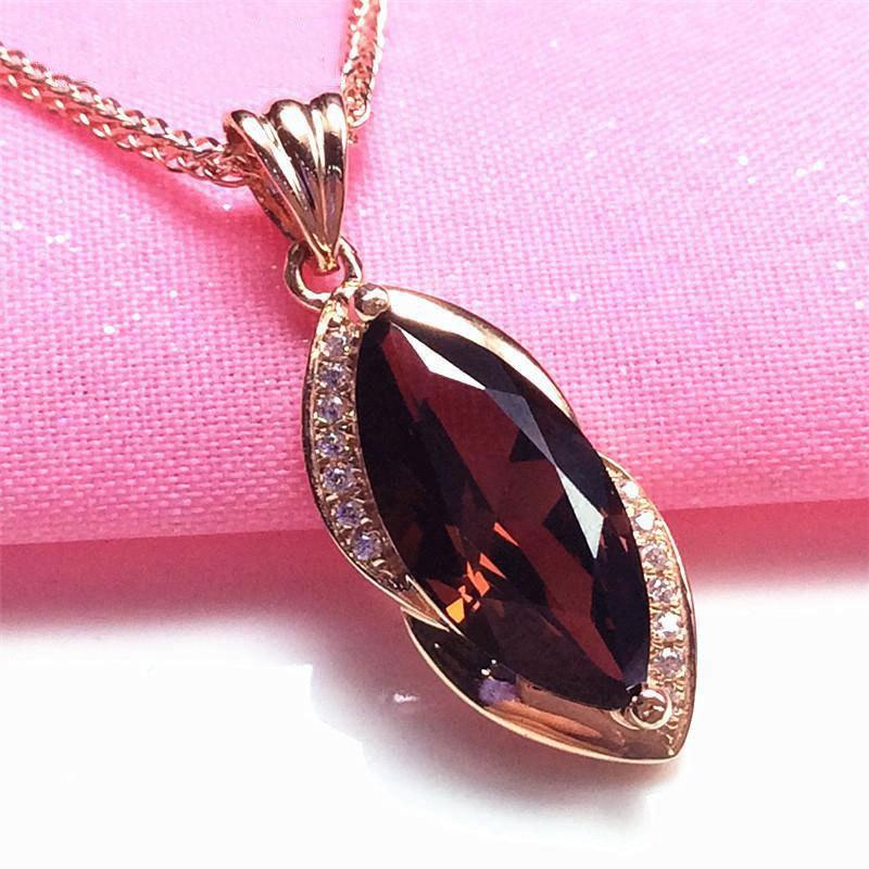 Purple Gold Colored Gold Pointed Smoky Zircon Plated Rose Gold Pendant Necklace Fashionable And Generous