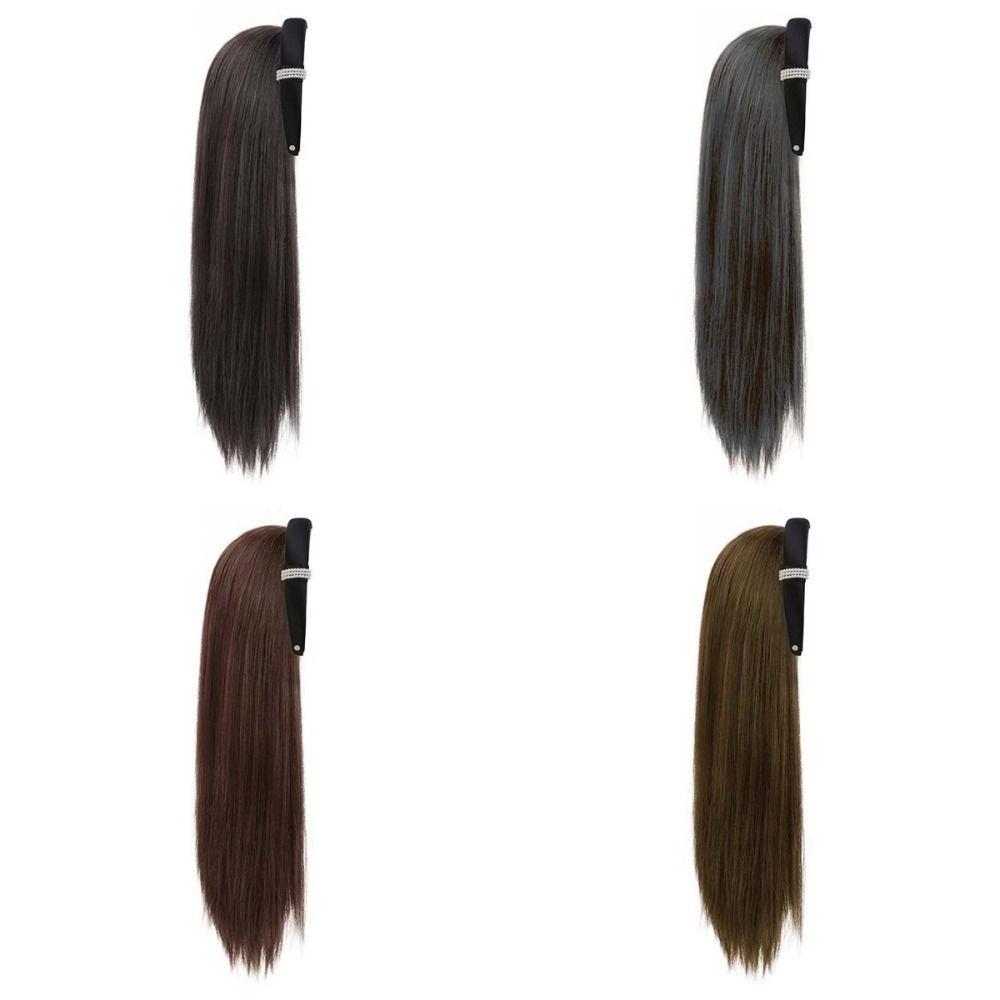 Hair Hoop Half Headband Wig Korean Style Long Straight Hair Simulated Pearl Headband Wig  Party