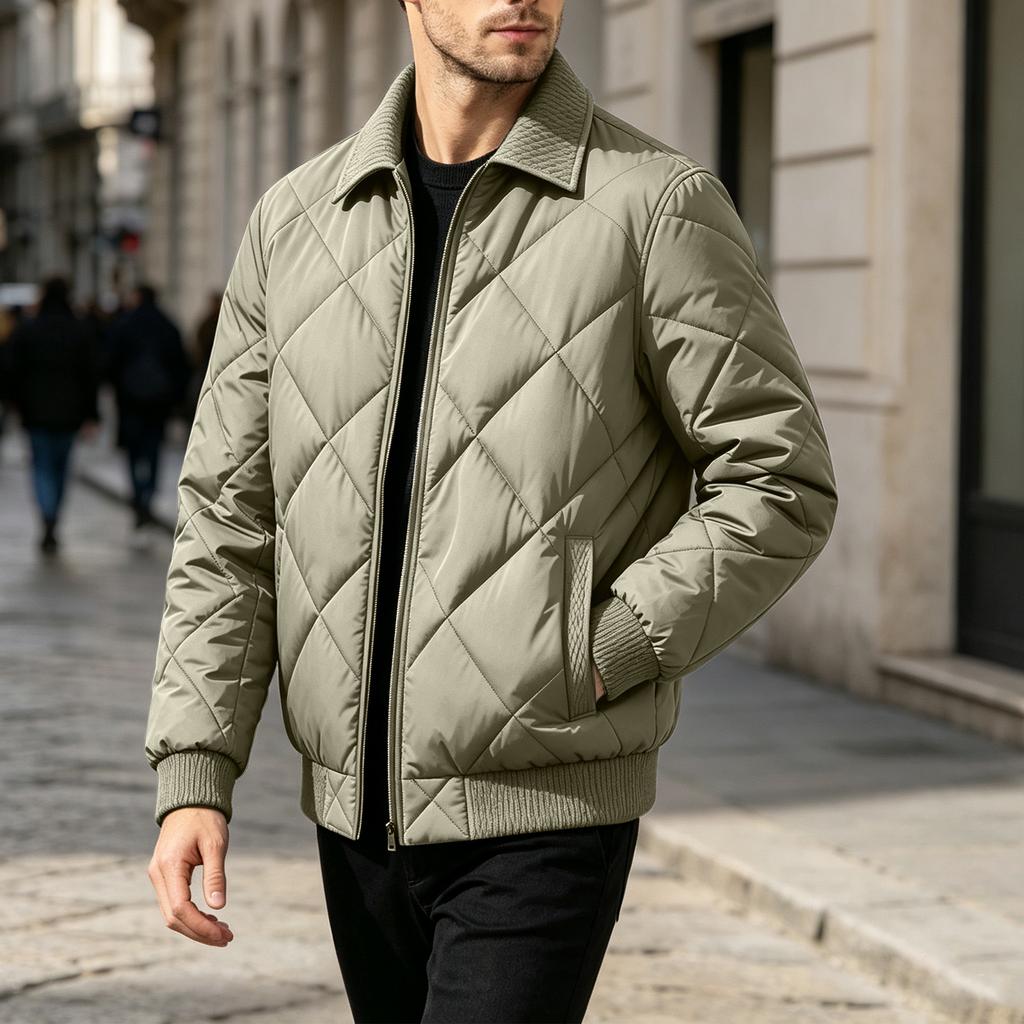 Men's Winter Loose Fit Jacket with Turn-Down Collar, Casual Outerwear for Everyday Wear