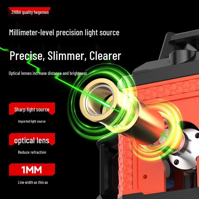 12-Line High Precision Green Laser Level - Outdoor Auto-Leveling with Strong Infrared Light